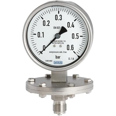 WIKA Diaphragm Pressure Gauge, Model 432.50, 433.50